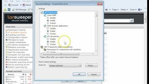 Lansweeper WebConsole Setup - Internet Explorer