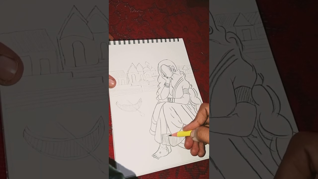 #women sketch near scenery 🧿🧿#artworkschannel #like #share #subscribe my channel 🧿🧿