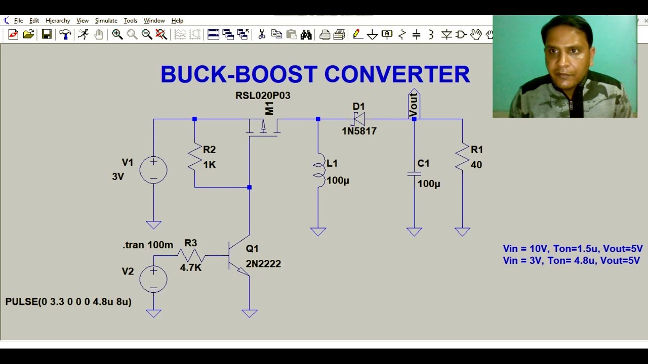 LTSpice Inverting BuckBoost Converter Design Simulation YouTube