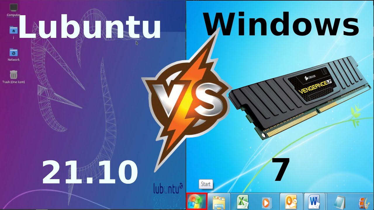 Lubuntu 21.10 vs Windows 7: RAM Usage - YouTube