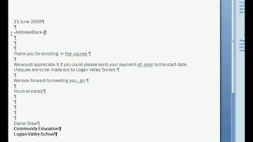 Creating a Mail Merge in Word 2007