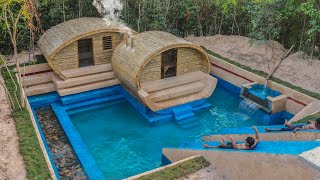 155 Days Building 1M Dollars Water Slide Park into Underground Swimming Pool Luxury Twin Villa House