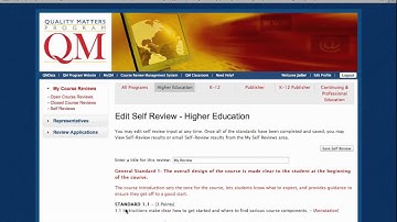The Quality Matters Program Self Review System Tutorial