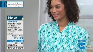 Rhonda Shear TieFront Printed Short Robe with Lace