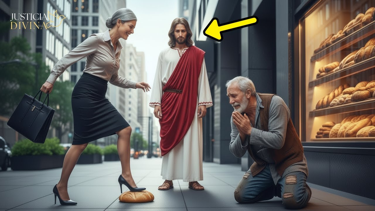 JESÚS DA UNA LECCIÓN a mujer que pisó el PAN de un anciano hambriento… su fin fue IMPACTANTE.