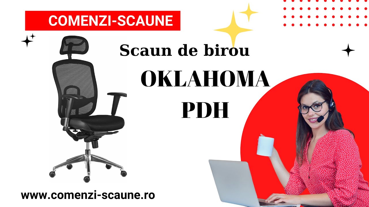 Scaun birou Oklahoma PDH flexibil si rezistent comenzi-scaune.ro - YouTube