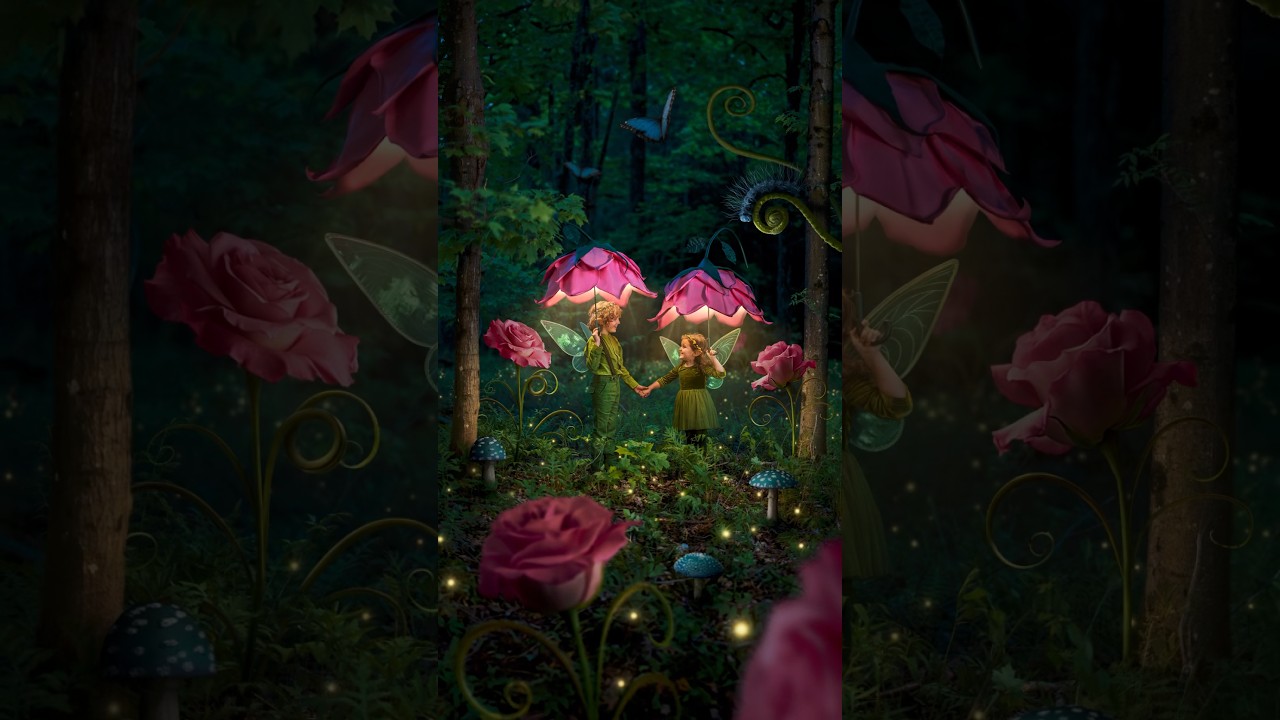 How our family made glowing 🌸 umbrellas for a photo!🧚 📸: @CanonUSA EOS R8 #shorts #photoshoot