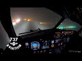 4K ILS Cat II  - Boeing 737 night landing in dense winter fog