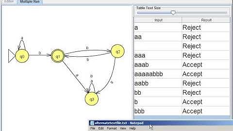 JFLAP 04 test DFA on multiple strings