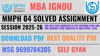 MMPH 04 solved assignment 2025 - 26 IGNOU MBA download SELF GYAN