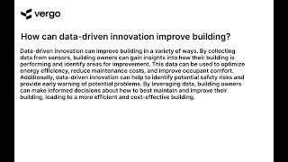 Data-Driven Building Innovation