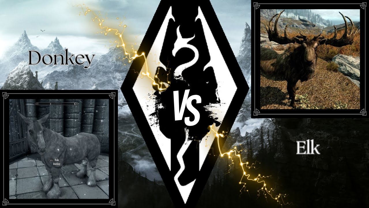 Skyrim Battles - Donkey vs Elk