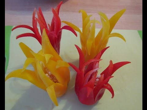 Video Cách tỉa hoa Ly từ quả ớt -Carving flower from... - youtube
