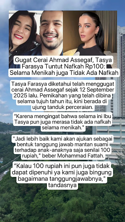Tasya Farasya Sues Ahmad Assegaf for Divorce, Demands Rp100,000 in Support #shorts