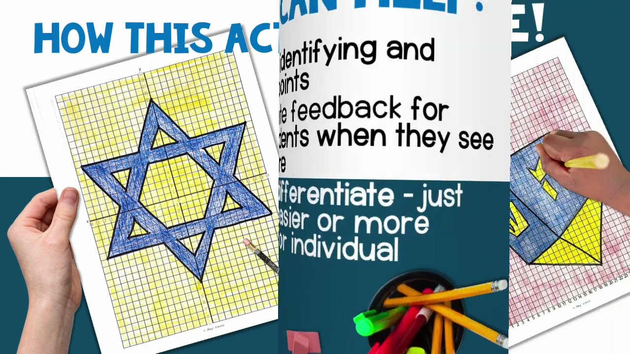 Holiday Hanukkah One Quadrant Coordinate Graphing Mystery Pictures Math Activity