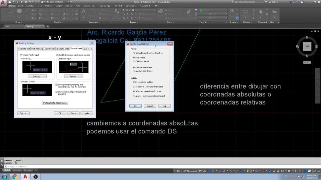 Dibujo con coordenadas Relativas y coordenadas absolutas en Autocad ...