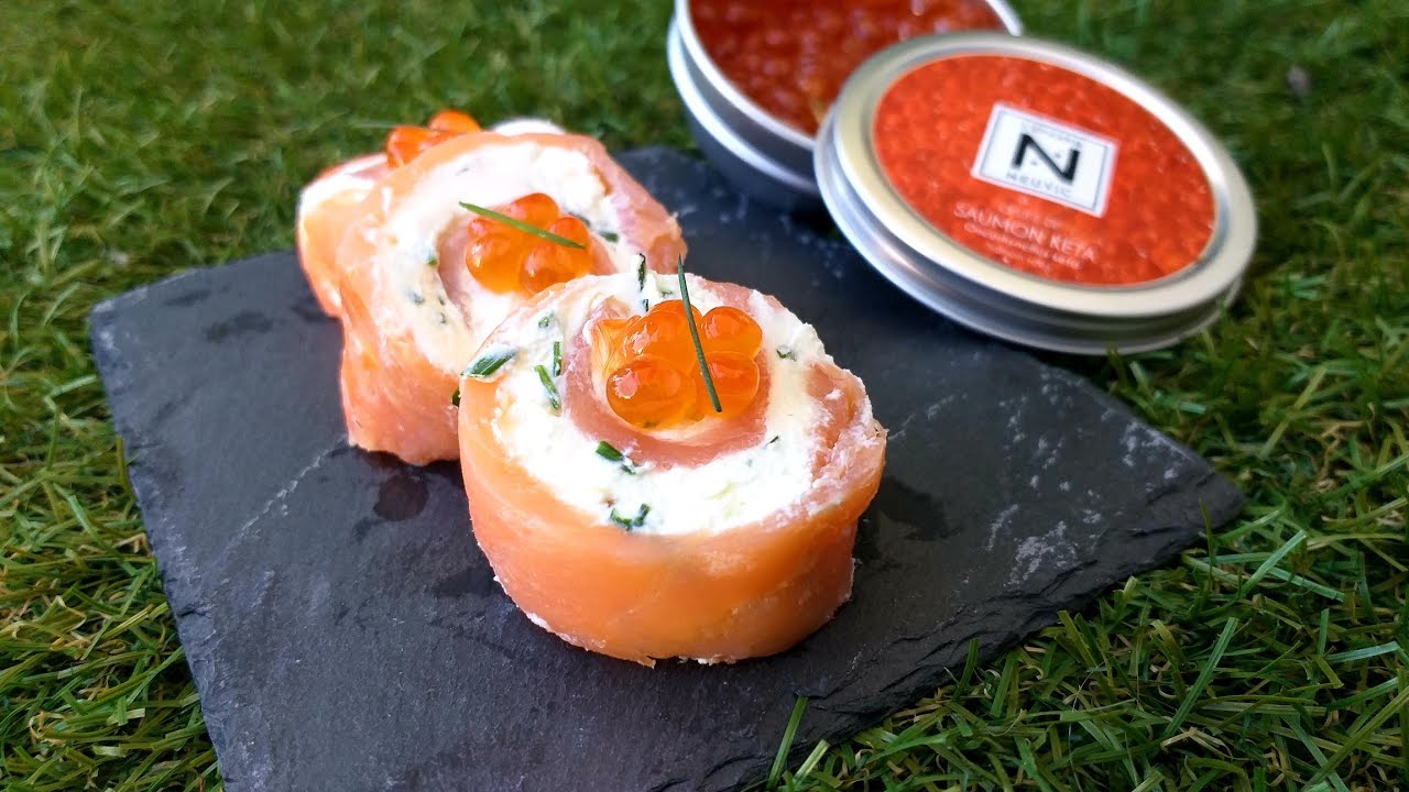 Recettes à tomber: roulés de saumon, fromage frais et ciboulette sans cuisson