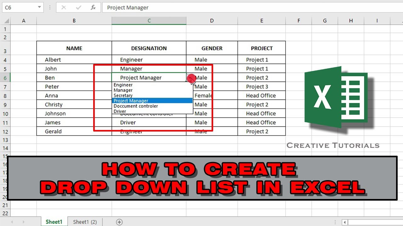How to create a Drop Down List in Excel | DATA VALIDATION Tool - YouTube