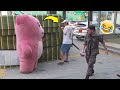 Korean soldier had the Biggest Screams: Giant pink bear Prank