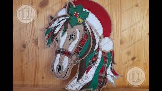 ITH Ghirlanda Cavallo Natale / Applique Artistico Modulare / Ricamo a macchina con tutorial