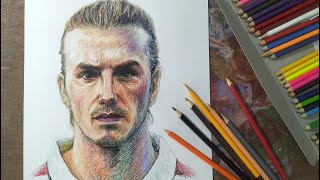 Drawing David Beckham with colored pencils ( เดวิด เบคแคม - วาดเส้นด้วยดินสอสี )