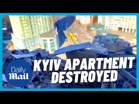 Ukraine: Kyiv high-rise apartment completely destroyed by Russian shelling