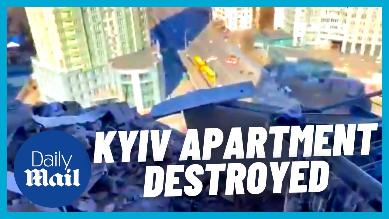 Ukraine: Kyiv high-rise apartment completely destroyed by Russian shelling