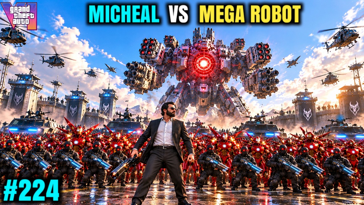CAN MICHEAL DEFEAT MEGA GIANT ROBOT | GTA V GAMEPLAY #224