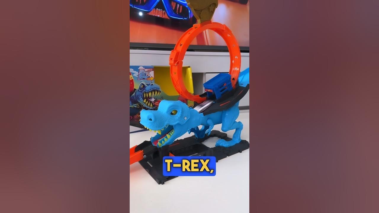 TESTANDO A NOVA SUPER PISTA HOT WHEELS DO T-REX AZUL GIGANTE