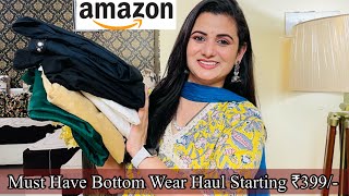 Must Have Amazon Bottom Wear Haul Starting ₹399, Flared Palazzo, Trousers, Dhoti Pant, Relaxed Pant