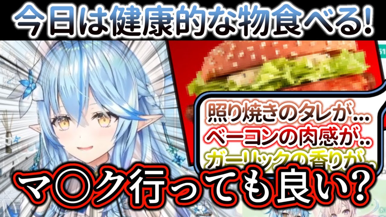 今後の活動の為に『健康的な食事』をとるとリスナーと約束した直後に『飯テロ』をくらいマ〇クに行きたくなる雪花ラミィ【ホロライブ/雪花ラミィ】