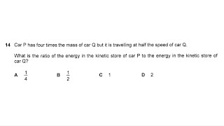 What is the ratio of KE of car P to KE of car Q? 2025PPp1q14