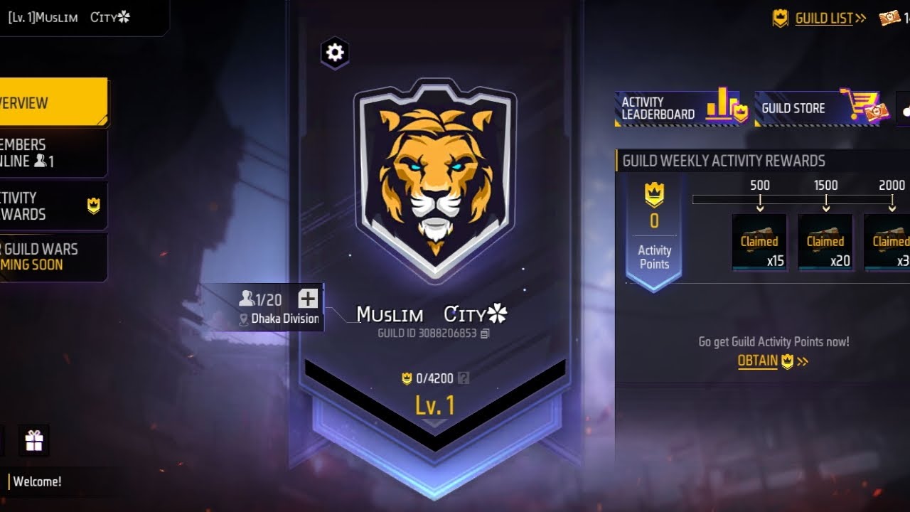 New guild only active players and Muslim player can join 😍🤩