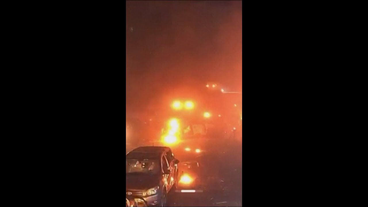 Surveillance video captures strike in Ukraine’s Kharkiv