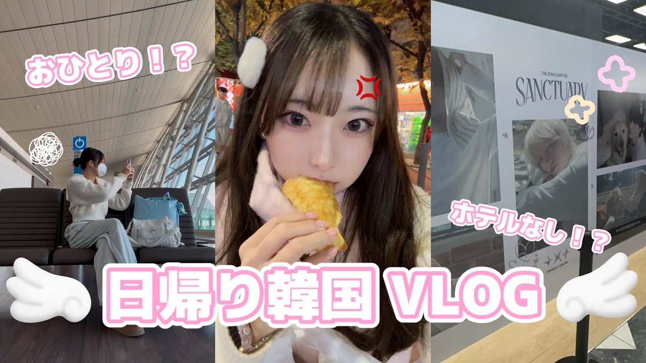 ｜VLOG｜ハプニング！？おひとり24時間韓国チャレンジ🇰🇷🪽購入品紹介 🛍 txtのpopup🦊新しいチムチルバン🆕✨️