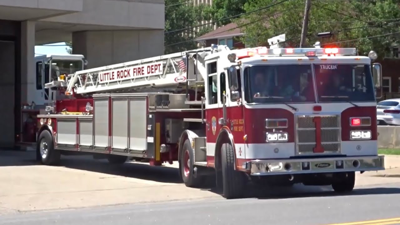 Little Rock Fire Department Tiller Truck 1 and Engine 8 Responding YouTube