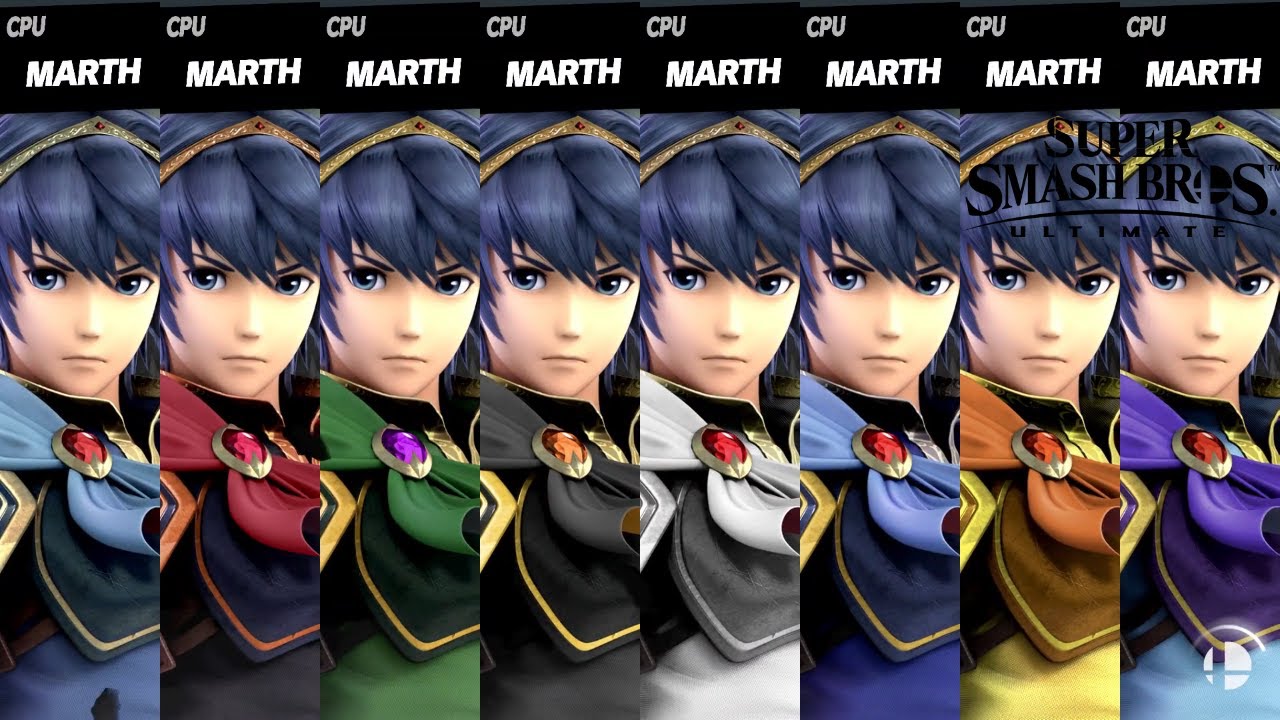 Super Smash Bros Ultimate All Marth Costume Gameplay YouTube