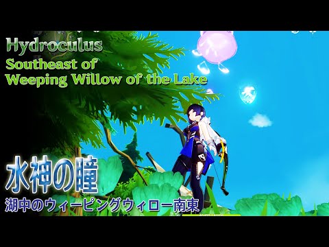 原神】水神の瞳と貴重な宝箱/湖中のウィーピングウィロー南東（56571