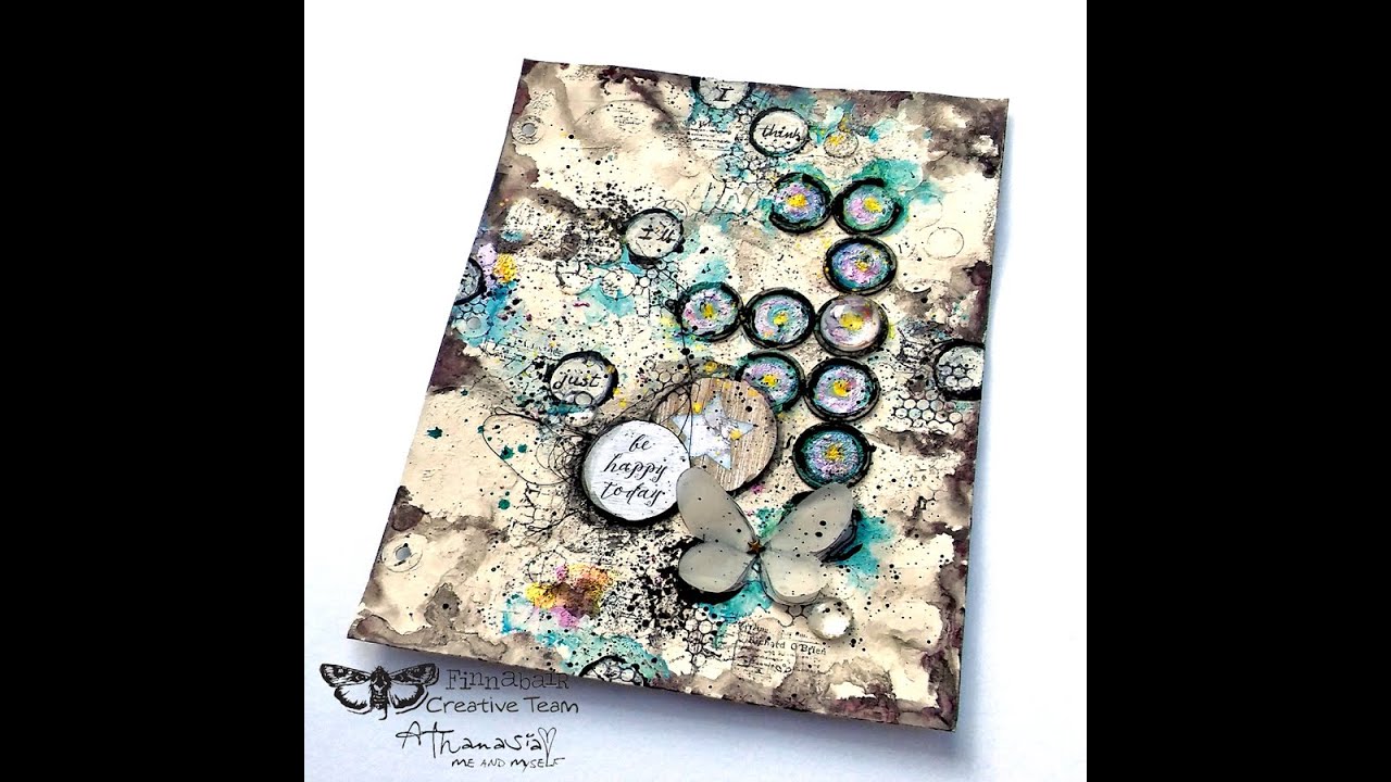 Mixed Media art Journal page 'Happy Thoughts' for Finnabair CT - YouTube