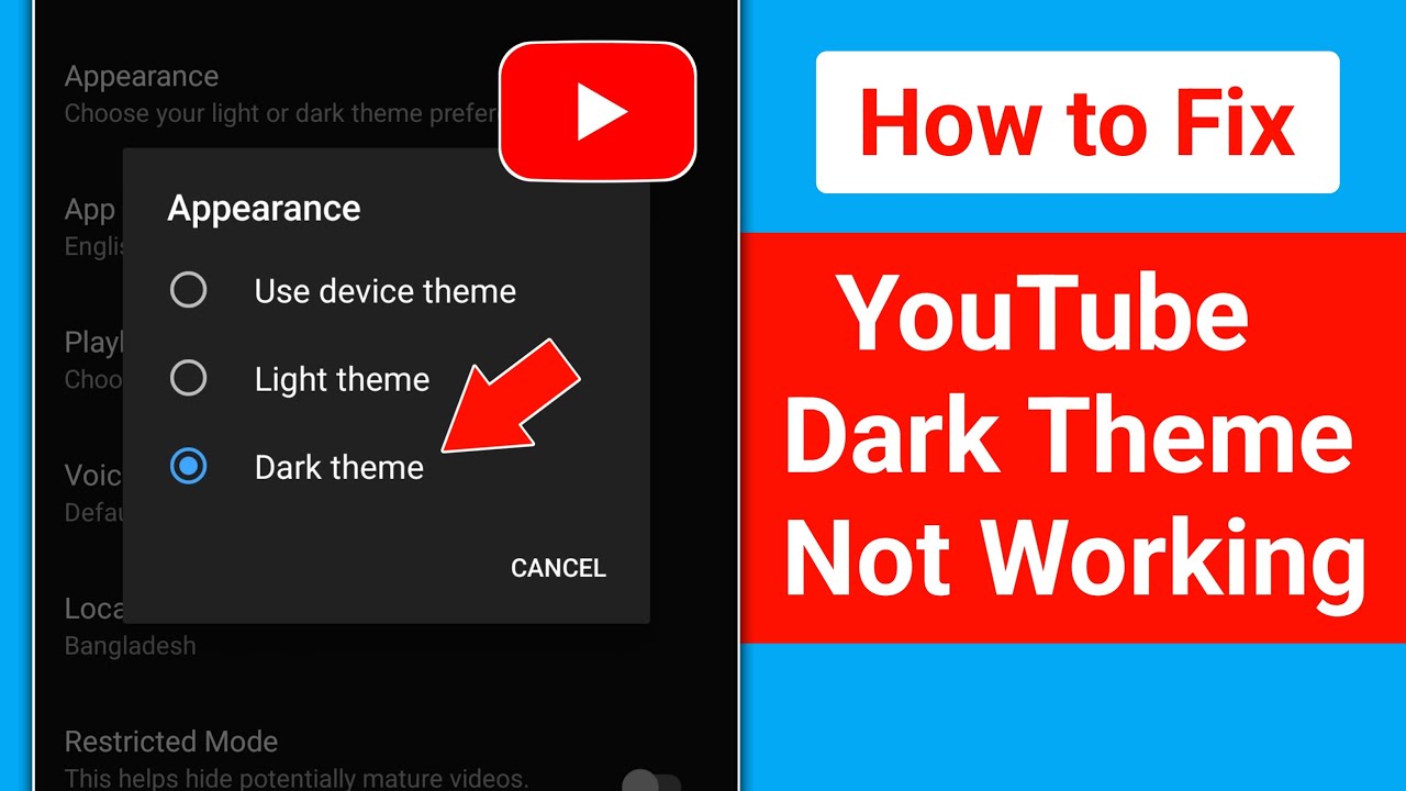 How to Fix YouTube Dark Theme Not Working Problem 2025 - YouTube
