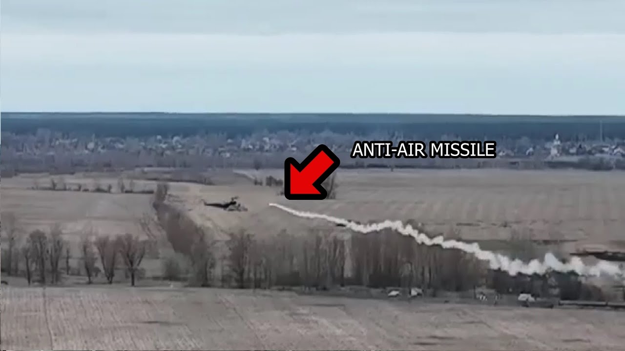 ???? Ukraine War - Russian MI-24 Hind Helicopter Downed By Frontal Hit Of Ukrainian Anti-Air Missile