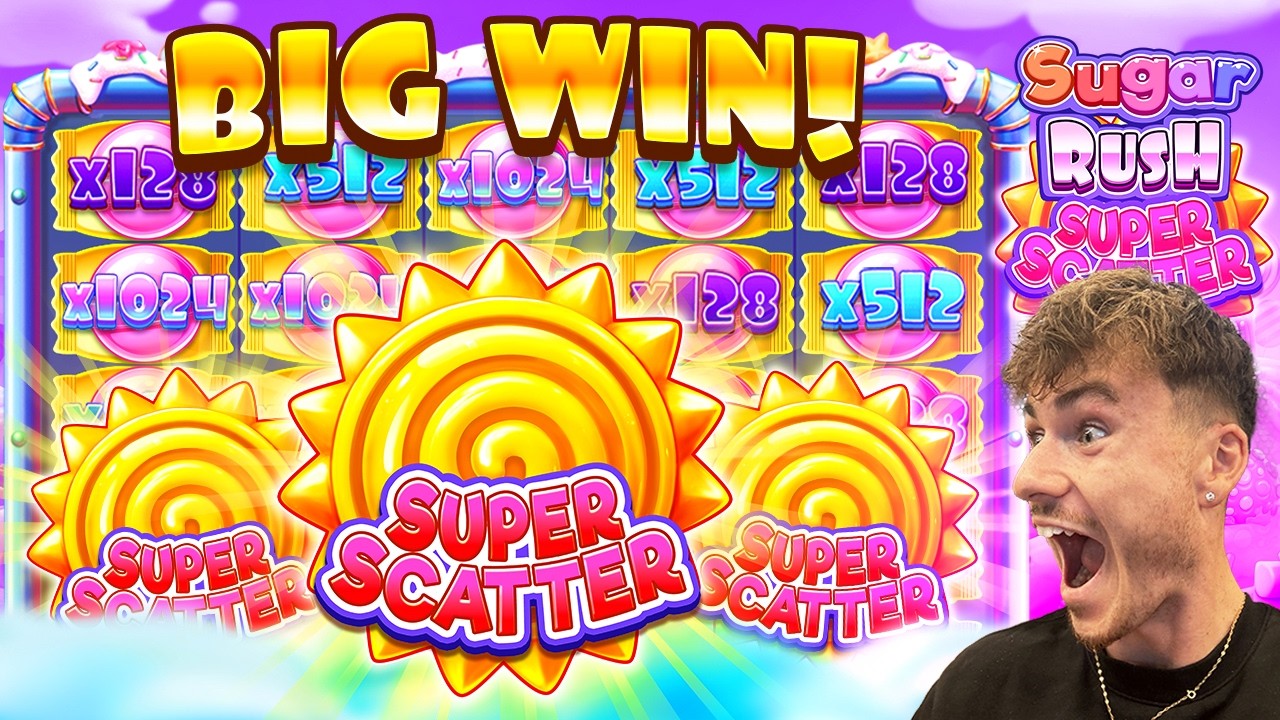 BIG WIN ON SUGAR RUSH SUPER SCATTER...
