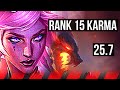 KARMA vs WARWICK (TOP) | 7/1/7, 6 solo kills, Dominating, Rank 15 Karma | EUNE Challenger | 25.7