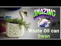 Oil can swan planter  diy waste material craft  mayuraksham crafts  best out of waste project 10