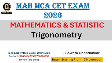 MAH MCA CET Exam 2026| Mathematics& statistic |  ​Trigonometry|By ShwetaChandankar