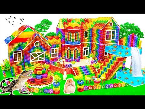 Satisfying Video - Build Slope Mansion Have Glass Elevator And Fish Pond Magnet Balls