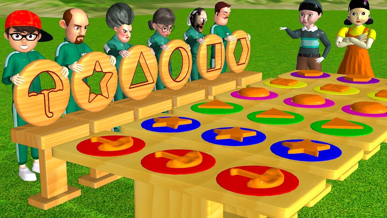 Squid Game vs Scary Teacher 3D Fly Into Key Lock Honeycomb candy Challenge Granny vs Neighbor Loser