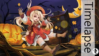 Halloween Klee | Genshin Impact | Fan Art | Photoshop | Timelapse