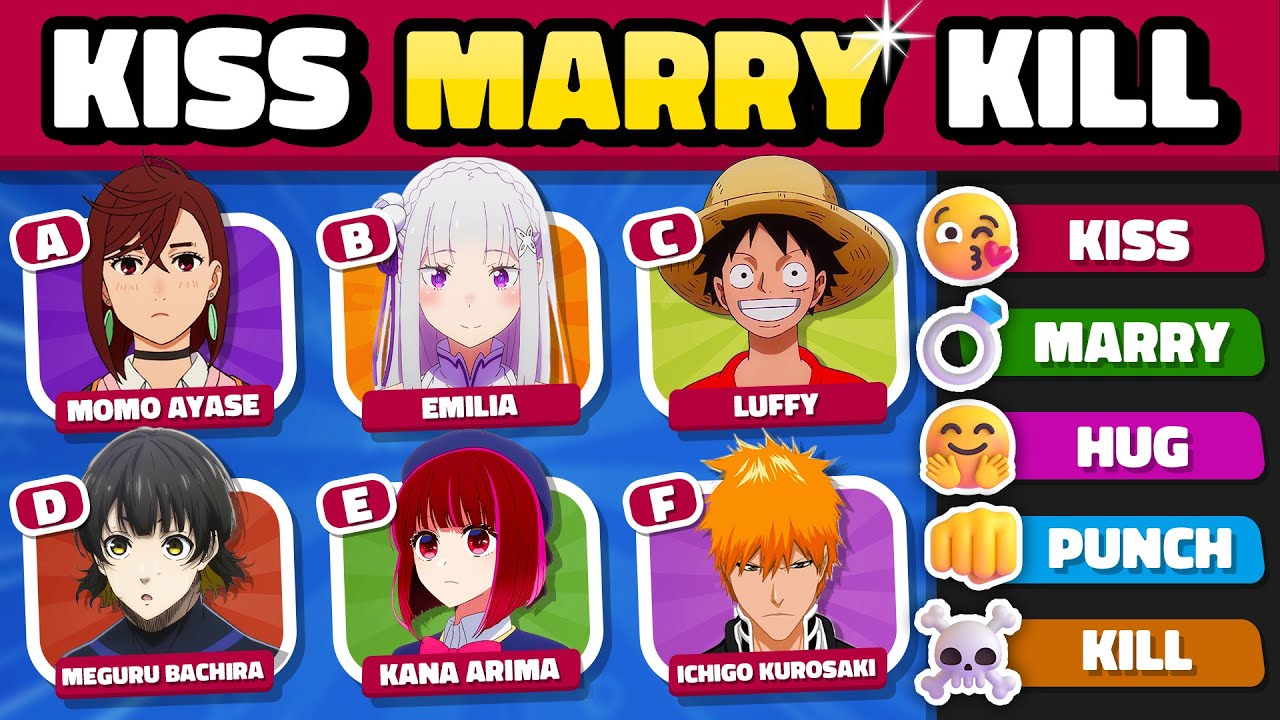 🔊 DECIDE IN 3 SECONDS ⏰ [💋 KISS, 💍 MARRY, 🤗 HUG, 👊 PUNCH, 💀 KILL