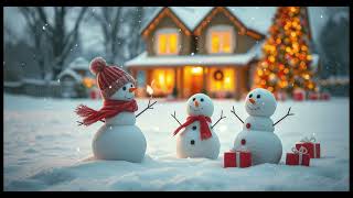 Snowman snowy winter scene seamless looping 4K time-lapse virtual video animation background